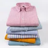 Oxford Koszula Mężczyźni Paski Z Długim Rękawem Jesień Zima Szczupła Koszulka Homme Casual Button-Down Kołnierz Męski Sukienka Koszulki Oversized 210524