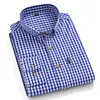 Thin 100% Cotton Plaid Shirts for Men Long Sleeve Regular Fit Checkered Dress shirt Mens Blue Soft Comfortable Male 210714