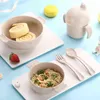 5pcs Baby Cutlery Set Wheat Fiber Children's Cutlery ABS Silicone BPA Free Treasure Baby Drinking Cup Complementary Food Bowl G1210