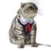 Navy Sailor Style Dog Collar Leashes Soft Mesh Cloth Ventilation Pup Cat Puppy Djur Harness Vest och Leash Set Dogs Harnesses för Small Dogg No Pull Comfort Fit Blue B11