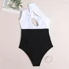 Women's Swimwear One Piece Swimsuits Women Push Up Bikini Shoulder Sexy High Cut Bodysuits Ring Link Halter Bathers 2021