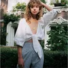 Women's Blouses & Shirts Heydress Vintage Lantern Sleeve Women Bikini Cover Up Summer Ladies Cover-Ups Beach Crop Short Top Sexy Bow Knot La