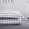 Bonenjoy Queen-Size-Bettwäsche-Set, weiße Farbe, schwarz kariert, Mikrofaser, reaktiv bedruckt, King-Size-Bettwäsche-Sets für Schlafzimmer, Kit 210319