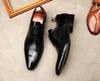 Män äkta läderklänningskor Black Italian Business Shoes Lace Up Formal Wedding Elegant Party Oxford Shoe Storlek 11 12 12