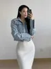 Womengaga francês cintura alta show fino temperamento de malha outono verão v pescoço sacos quadril vestidos vestido menina coreano iyql 210603