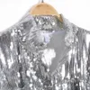Kadın püskül pullu ceket 2022 Sonbahar Kışlı Giyim Rock Bf Retro Uzun kollu gümüş yansıtıcı ceket kadınlar dış giyim üstleri
