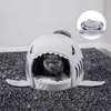 Cartoon Shark Cat Łóżka Kennel Składany Kot Little Dog Bed Soft Pet Puppy House Semi Zamknięty Gniazdo