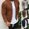 Jaquetas masculinas camurça tecido ao ar livre inverno zíper casaco quente jaqueta outwear masculino slim cor sólida elegante