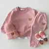 Toddler Outfits Clothing Sets Baby Boy Tracksuit Cute Bear Head Embroidery Sweatshirt And Pants 2pcs Sport Suit Fashion Kids Girls Clothes Set