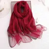 Hot 2022 Luksusowa Brand New Damska Szalik Moda Lady Solid Silk Scarves Drukuj Szale i Okłady Pashmina Foulard Bandana Hidżab Y220228