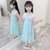 Bambini indossare ragazze hanfu abiti estivi stile cinese super fata antico migliorato tang vestito costume in chiffon gonna principessa Q0716