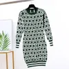 5 Colors Womens Fashion Casual Dress Letter Printing Dresses Autumn Winter Long Knitted Shirts Girls Spring Clothes for Party Wholesale
