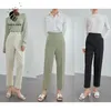 Fansilanen casual streetwear pak broek vrouwen zwarte kantoor dame hoge taille broek lente zomer recht wit 210607