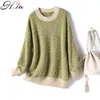 Moda coreana donne pullover inverno maglieria maglieria maglieria mohair morbido caldo patchwork maglieria allentata maglioni maglioni inverno 210430