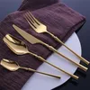 Stainless Steel Cutlery Set Tableware Gold Knife Spoon and Fork Sets Dinnerware Korean Food Flatware Kitchen Accessories