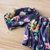 Mode Filles Vêtements Ensembles Été Enfant Fille Fleur Imprimer Manches Courtes + Short En Dentelle Deux Pièces 2-6Y Enfants 210515