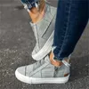 Sandalet kadın kanvas ayakkabılar 2021 bahar elastik bant yan fermuar bayanlar kama rahat açık koşu yürüyüş rahat ayakkabı