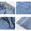 Sommarkvinnor Hög midja bred ben denim shorts casual kvinnlig löst fit streetwear fast färg rak jeans 210430