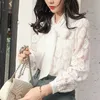 Kadın Giyim Beyaz Bluz Gömlek Kore Moda Giyim Yay Şifon Bluz Katı Harajuku Bayanlar Tops 3474 50 210527