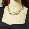 Kedjor Vintage Layered Kvinnor Snake Chain Platt Halsband På Nacken Guldfärg Smycken 2021 Link Chocker Krage Kort