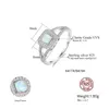 Cluster Rings CZCITY Genuine 925 Sterling Silver Big For Women Engagement Wedding Gioielleria rotonda Opale di fuoco Bypass Bague Femme SR0292 Edw