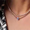 Nouveau délicat couleur argent larme collier de charme 5A cubique zircon chaîne de tennis glacé Bling CZ cluster tour de cou femmes bijoux X0509