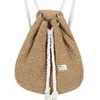 Sac de paille d'été Femmes Sac à dos Sac à dos Fashion Rucksack tissé pour filles Mochila Travel Beach S Épaule