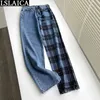 Pantalons Femmes Taille haute Taille Plaid Plaid Bouton Décorée Poches Décontractées Décontractuel Pantalons d'été sauvage 210520