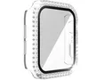 Glass Film Full Diamond PC Cases for Smart Watch Series 40mm 44mm 38mm 42mm Screen Protector Bumper Cover