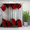 Cortinas de chuveiro de flor rosa vermelha definir o dia dos namorados floral planta aniversário casais decoração de banheiro home cortina 210609