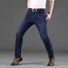 Automne Hiver Blue Jeans Hommes Casual Lâche Chaud Mode Business Marque Stretch Grande Taille 28-40 211104