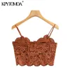 KPYTOMOA Women Sexy Fashion With Lace Cropped Tank Top Vintage Backless Adjustable Thin Strap Female Camis Chic Tops 210326
