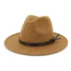 Alta Qualidade Moda Mulheres de Lã Sentia Jazz Fedora Chapéus Cinto Fivela Decoração Unisex Brim Grande Panama Party Homens Casamento Cap