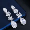 No Hole Pierced Ear Design Cubic Zirconia Crystal Pave Women Long Water Drop Clip on Earrings without Piercing CZ411 210714