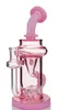 Vintage 8.5inch Pink Monterey Klein Recycler Glass BONG Hookah Smoking Pipes Oil Burner with bowl or Banger can put customer LOGO