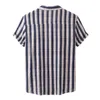 Camicie casual da uomo Camicetta in cotone Biancheria in cotone Striscia Shipe Shirt Shirt manica corta Single Breasted Collar Turn-Down