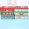 8 Cute Pattern Christmas Tin Boxes Gift Packing Box Children Candy Cookies PackageSanta Claus Snowman Design Metal Storage Rectangle Case Xmas Favor Decor