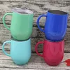 Stainless Steel Coffee Cup With Lid Handle Egg Cups Tea Mug Wine Glasses Double Layer Beer Mugs Solid Tumbler SEA SHIP KKB7831