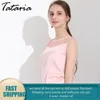 Tataria Sem mangas Senhoras Tops e Blusas Cetim Lace Blusa para Mulheres Verão Trabalho desgaste Roupas Debardeur Chemise Femme 210514