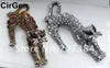 Cirgenfashion Gold / Posrebrzany Pełny Cyrkon Kobiety Broszki Stop Cat Crystal Animal Brooch Pins Biżuteria Przedmiot