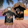 Camisas casuais masculinas Retro Indígena Amercian Tribal Horse Guayabera Camisa para Mens Manga Curta Cubana Férias Havaianas Blou205M