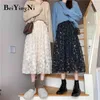 Pailletten bloemen lente zomer geplooid zwart streetwear chic vrouw rokken solid hoge taille vintage koreaanse faldas mujer 210506
