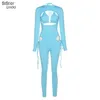 SisterLinda Mulheres Sexy Hollow Strap Bra Tops + Jumpsuits Duas Parts Outfits Fashionlace Up Party Night Club Wear ativo Suit2021 Mulheres Traind