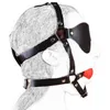 Nxy Adult Toys Camatech Harnais de tête en cuir avec bandeau en silicone solide, muselière, bâillon, attaché sur la retenue buccale, jouet fétichiste de bondage 1207