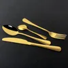 24pcs Black Mirror Dinnerware Set Stainless Steel Cutlery Fork Knife Spoon Tableware Flatware Silverware 220228