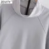 Femmes mode coloride solide arrière zipper décontracté lâche asymétrique sweatshirts féminins de marque chic de base tops H518 210420