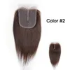 T Część 4x1 Lace Closure Prosto indyjskie włosy ludzkie naturalny kolor ciemnobrązowy #2 #4 T1B27 miód blondyn