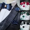 Homens Rhinestone Fita Arco Laço Broochs Handkerchiefs Set Mulheres Negócios Negócios Pin Natch Pin Gravata Bolso Quadrado Bowtie Cravat