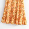 美容ファッションビーチスタイルの花柄プリントMidi Dressの女性自由ヴィンテージVネックドレス女性夏の休日ウェア210514
