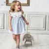 DBJ14117 dave bella summer baby girl's princess floral striped dress children fashion party dress kids infant lolita clothes Q0716